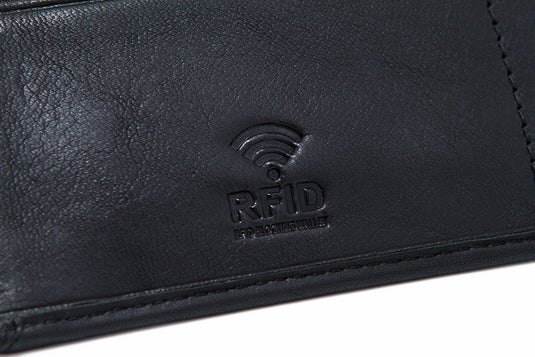 Genuine Leather RFID Protected Black Long Wallet