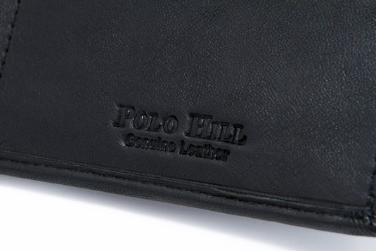 Genuine Leather RFID Protected Black Long Wallet