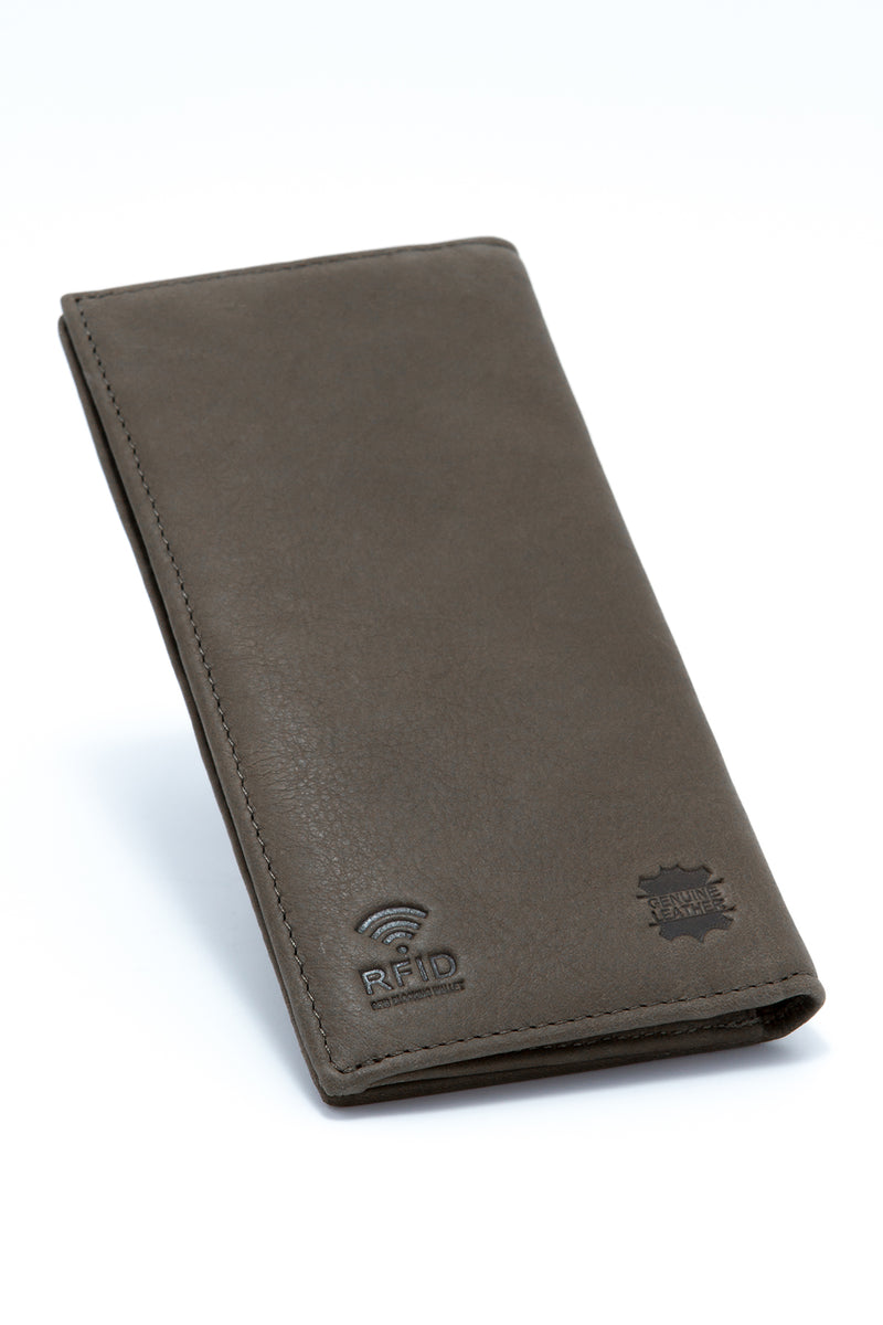 Load image into Gallery viewer, Genuine Leather RFID Protected Khaki Long BiFold Wallet
