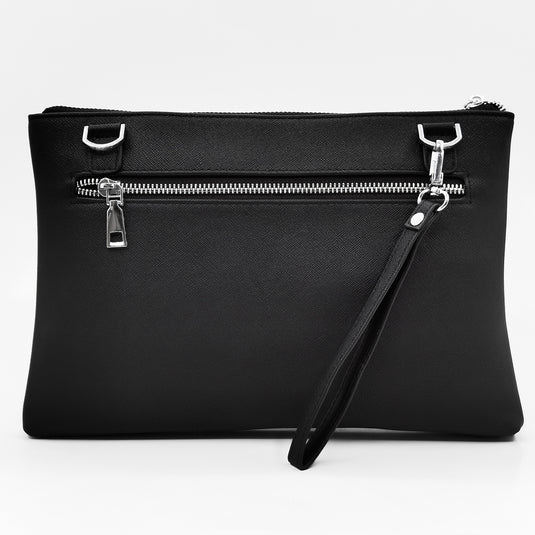 Zip Closure Hand Held Clutch Bag