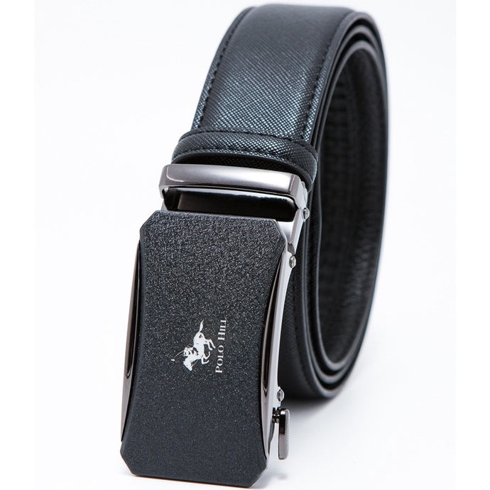 Cross Texture Leather Automatic Buckle Belt